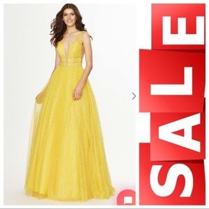Yellow embellished ball gown